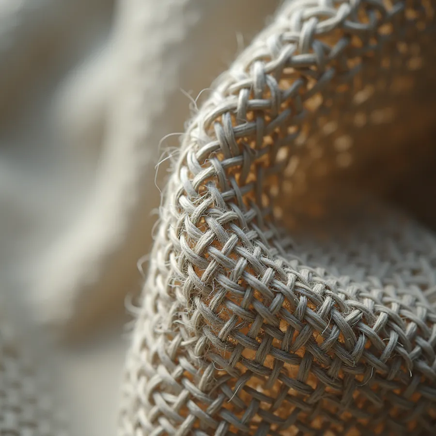 Extreme macro of woven linen, individual threads in raking light